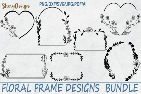 7 FLOWER FRAMES SVG Clipart Flower