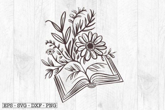BOOK Decorated with FLOWERS in SVG