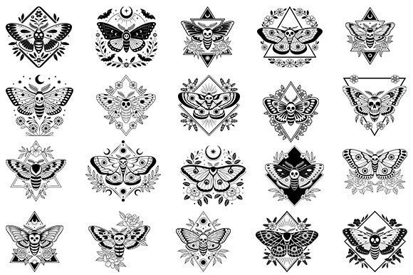 Death Head Moth Geo Svg Bundle