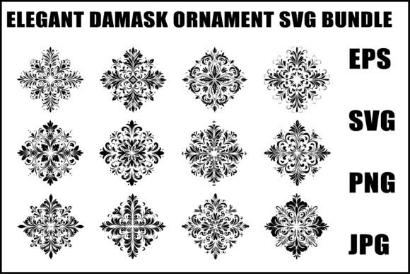 Elegant Damask Ornament SVG Bundle