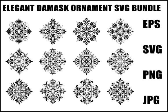 Elegant Damask Ornament SVG Set