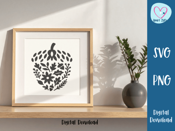Floral Acorn Wall Art SVG