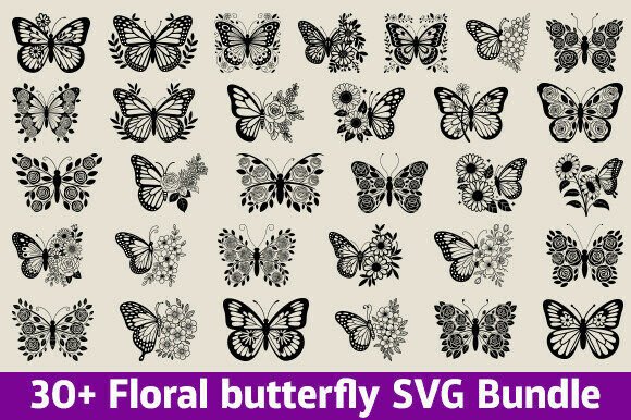 Floral Butterfly Clipart SVG Bundle