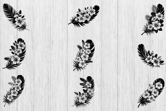 Floral Feather Vector Art Bundle
