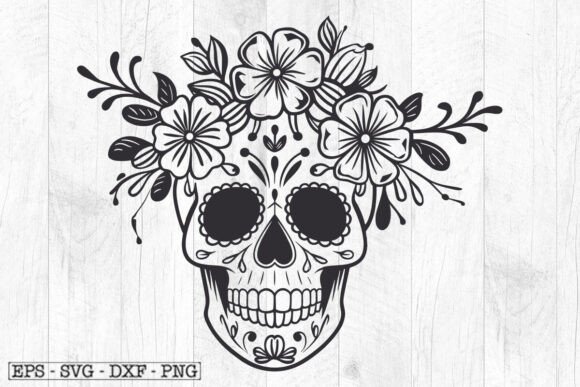 Floral Sugar Skull Svg File
