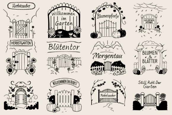 German Flower Garten Gate Entrance SVG