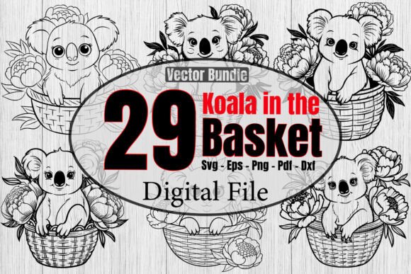 Koala in the Basket Svg Bundle, Floral