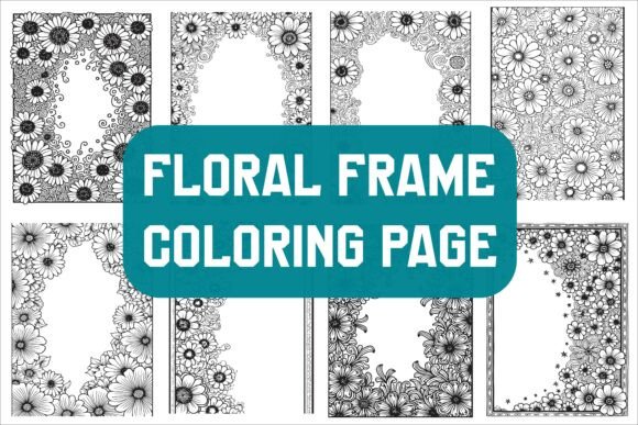 Laser Cut Floral Frame Coloring Page