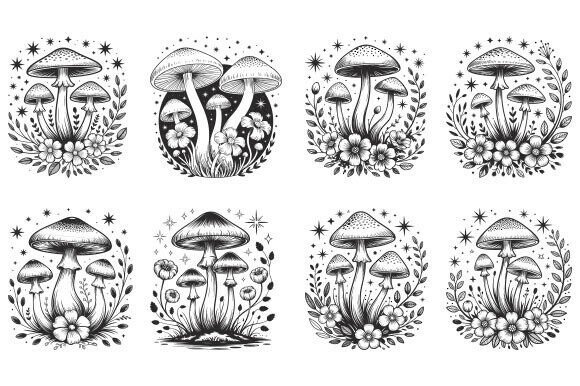 Mushroom Bundle, Mystical, Flower Svg