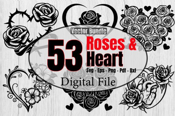 Roses and Heart Svg Bundle