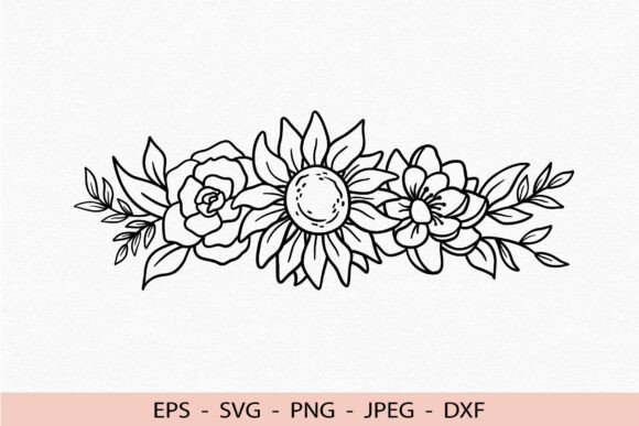 Sunflower Svg Cricut Floral Border Dxf