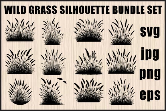 Wild Grass Silhouette Set